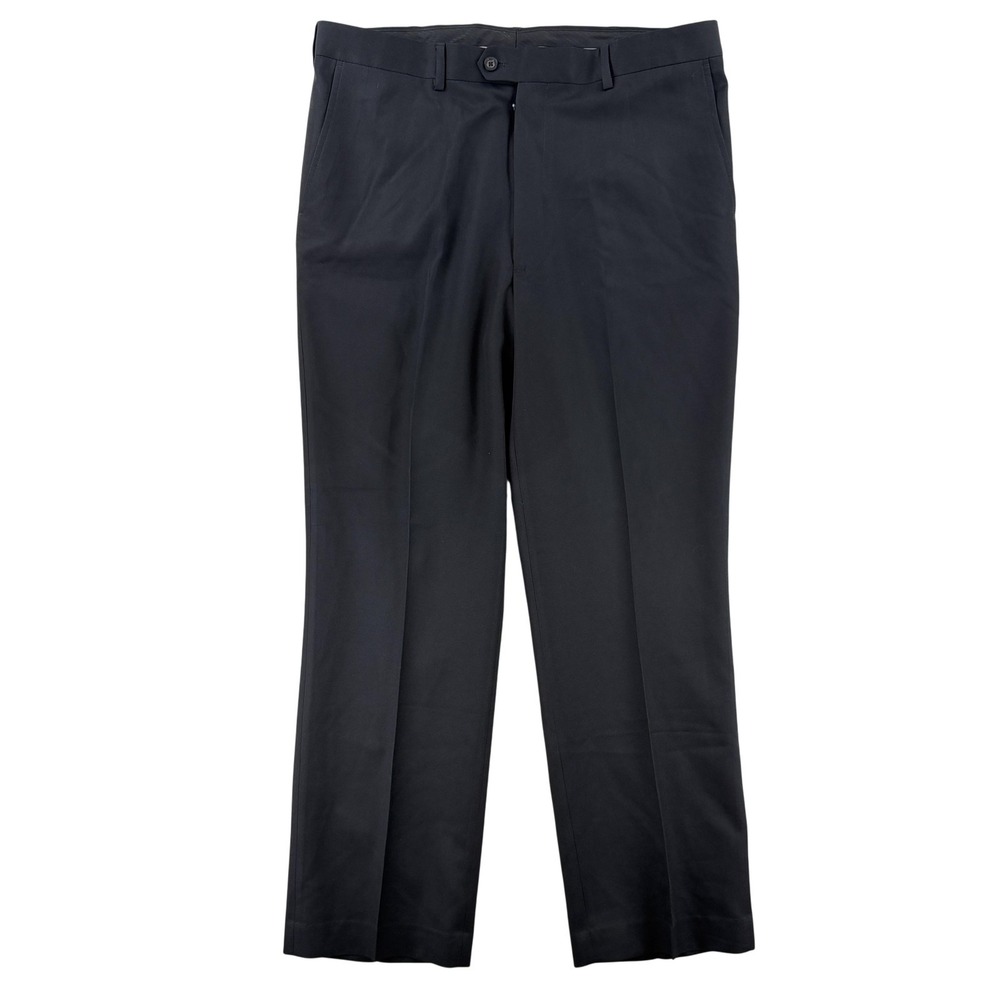 Ron Chereskin Signature Dress Pants Mens 38x30 Black Flat Front Business Office